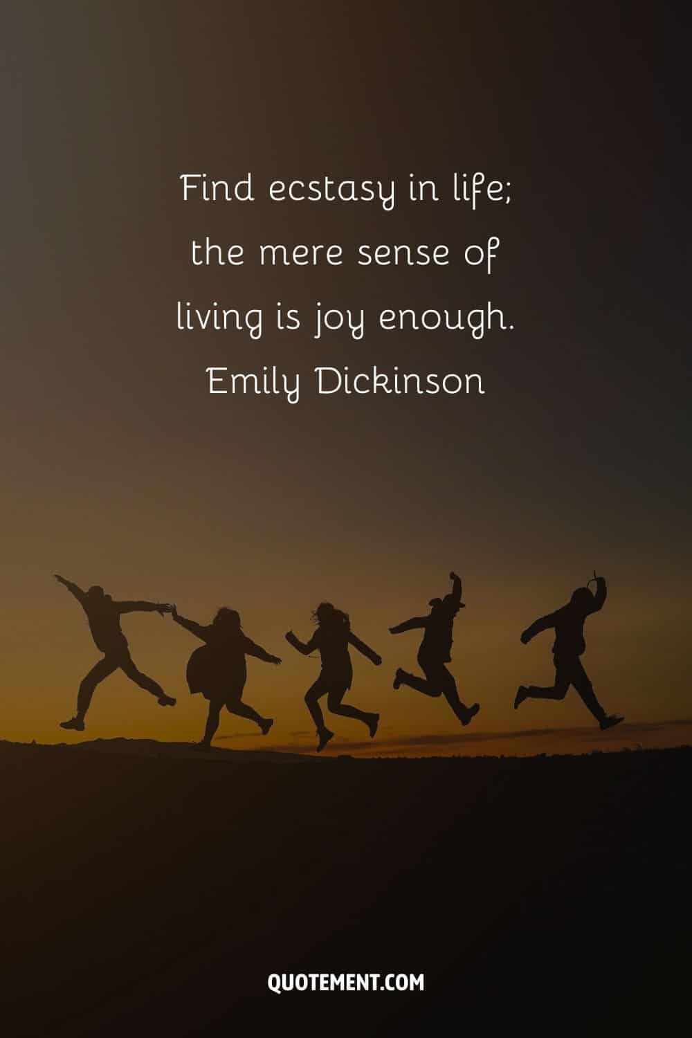 Find ecstasy in life; the mere sense of living is joy enough