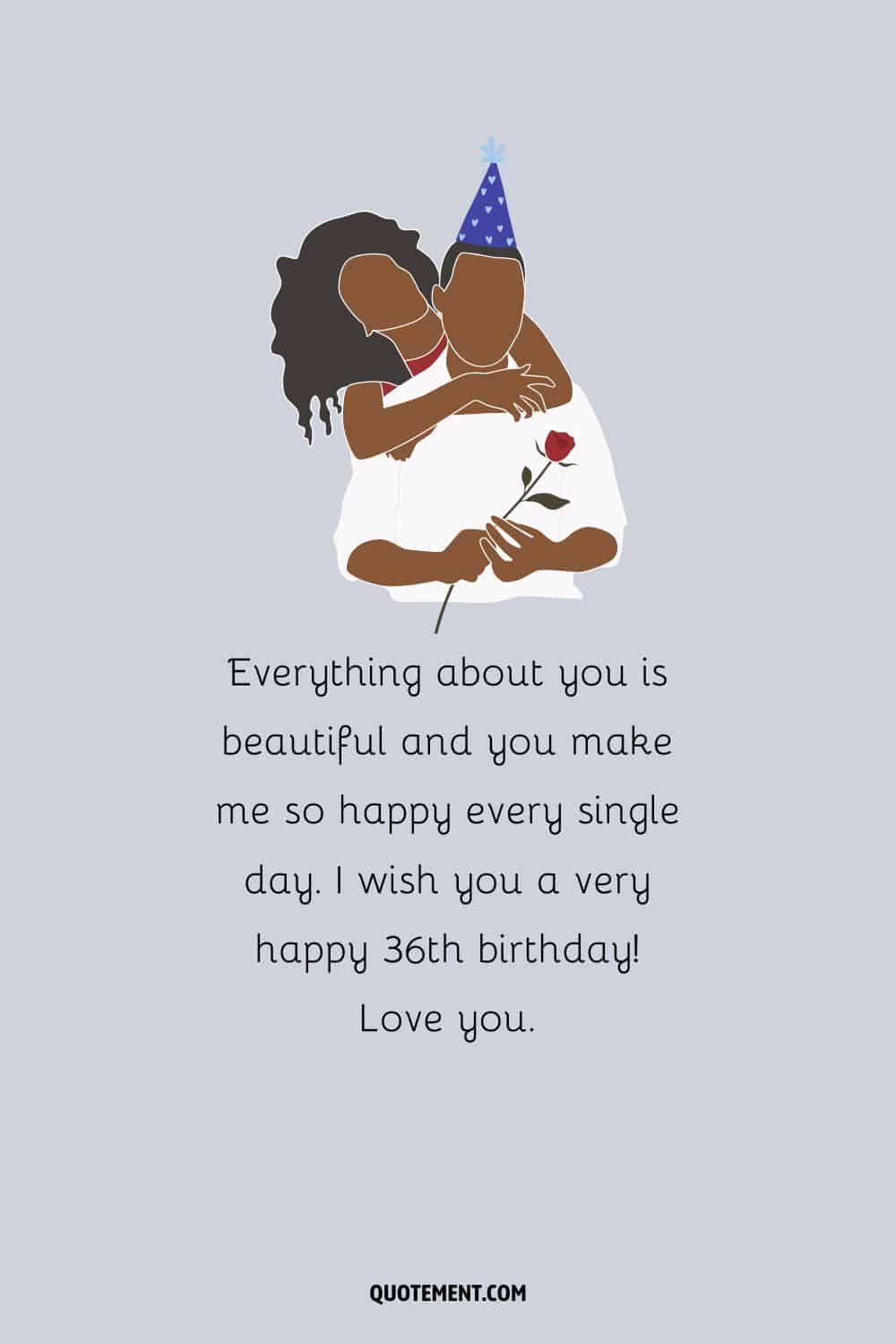 Illustration of a couple representing birthday wish for a husband or boyfriend.