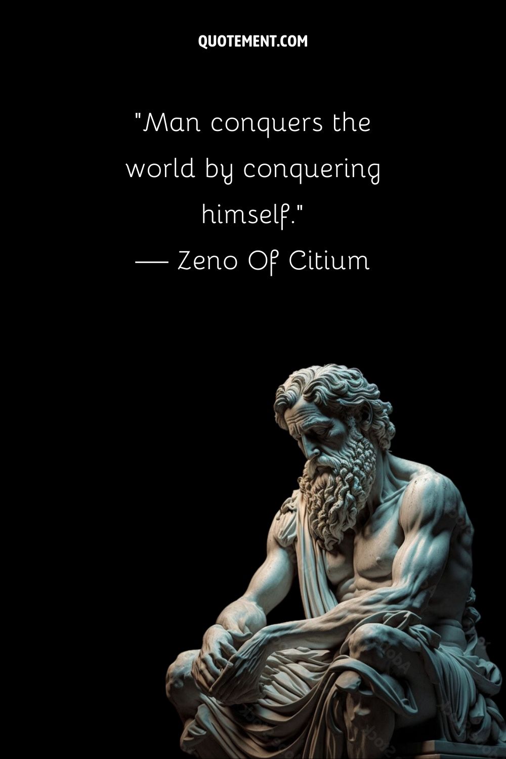 Marble sculpture of a stoic philosopher representing the greatest stoic quote.
