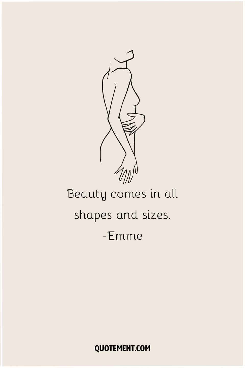 Most powerful body positivity quote and illustration of a woman.
