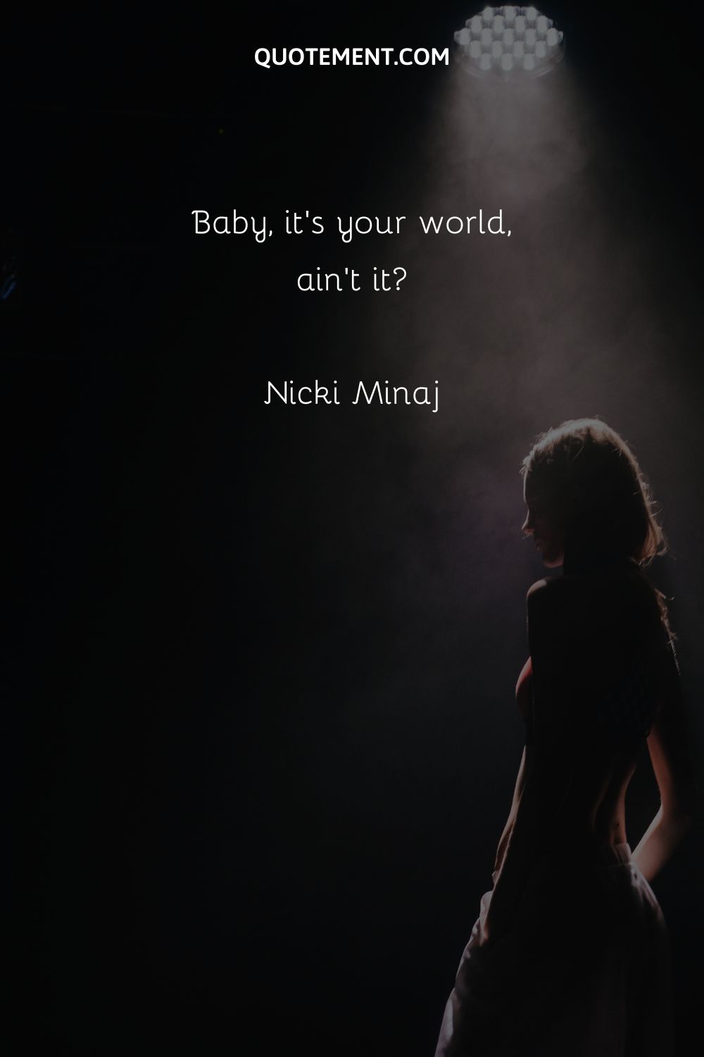 Rap caption inspired by Nicki Minaj and a rapper in spotlight.
