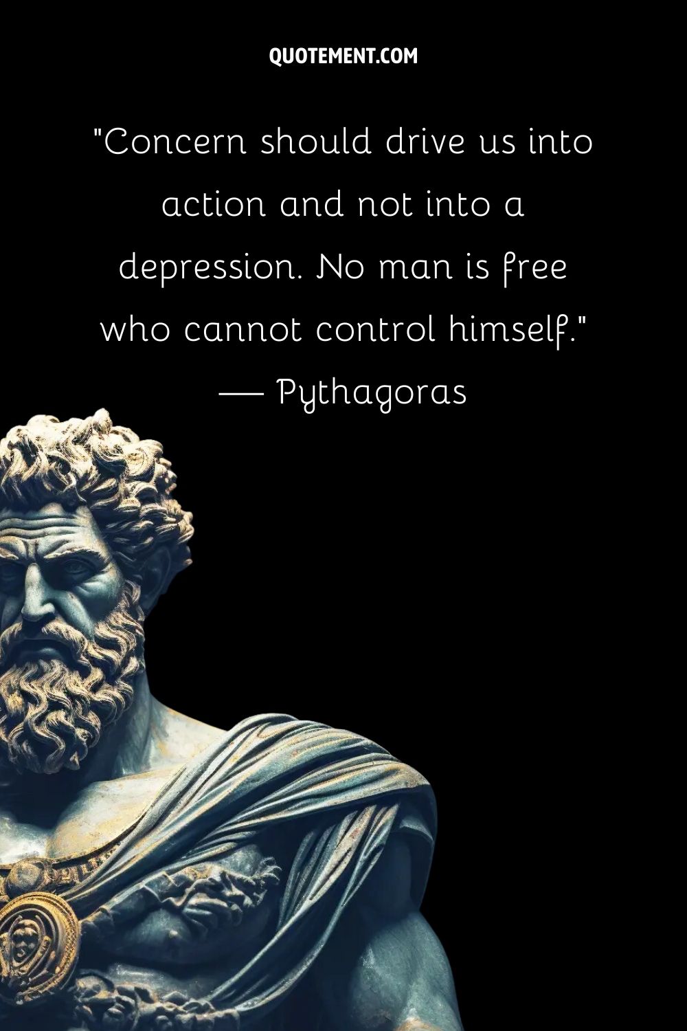 Stoic philosopher's silent wisdom engraved in stone.