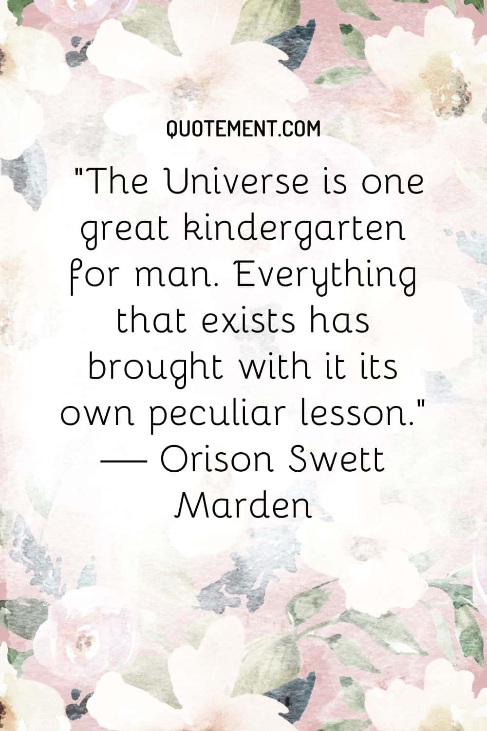 The Universe is one great kindergarten for man. Everything that exists has brought with it its own peculiar lesson