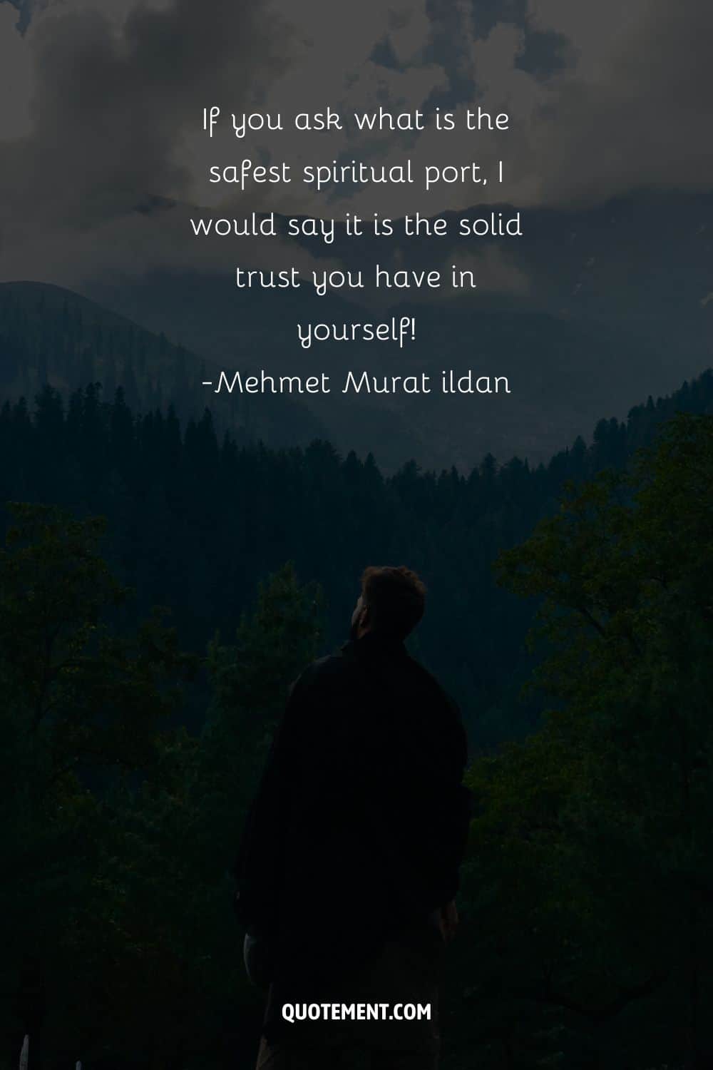 a guy in the woods image representing motivational trust yourself quote