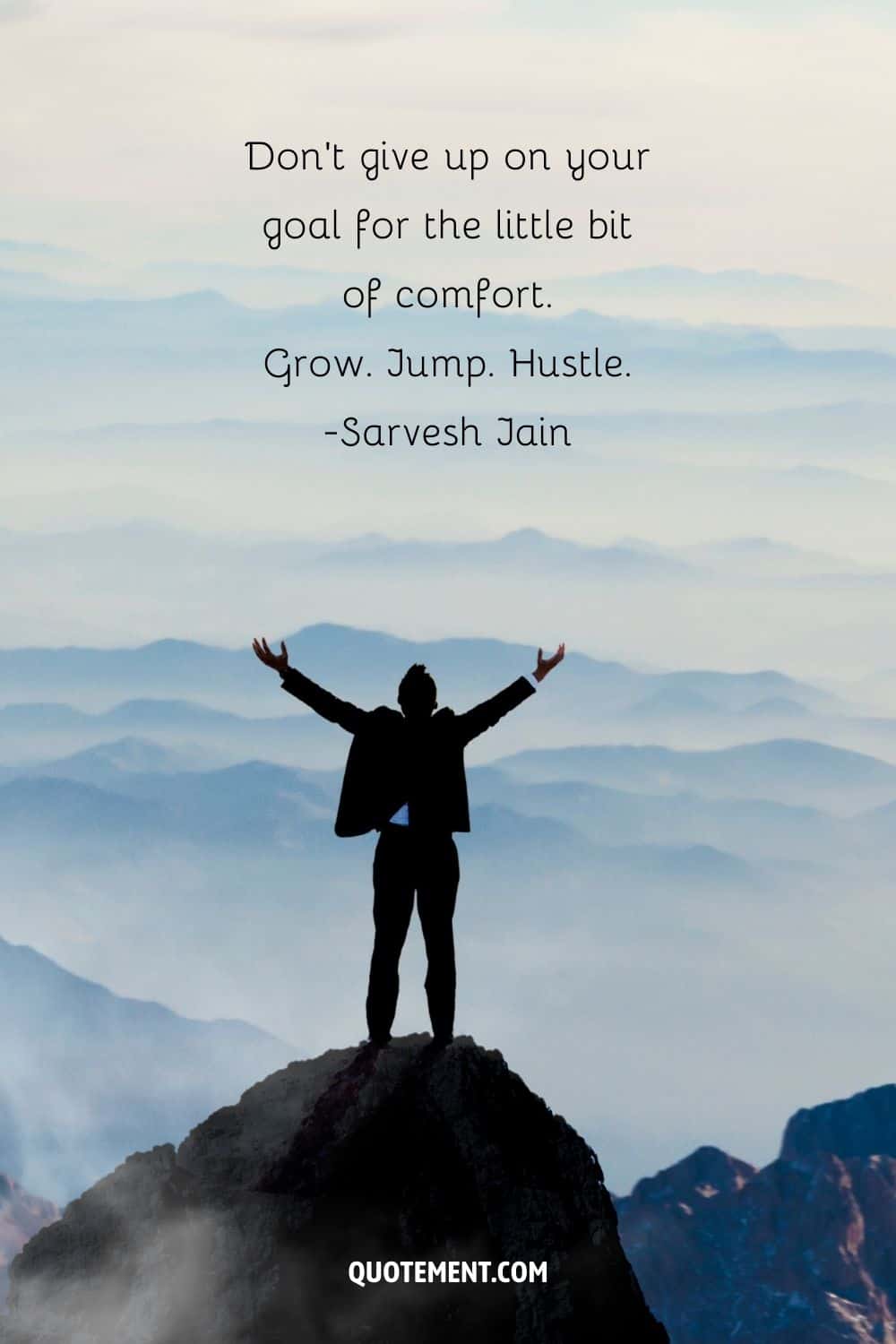 a man on mountain top image representing brilliant hustle quote