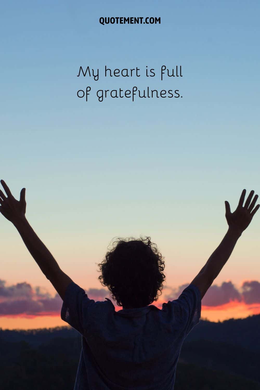 a person with raised hands image representing morning gratitude affirmation
