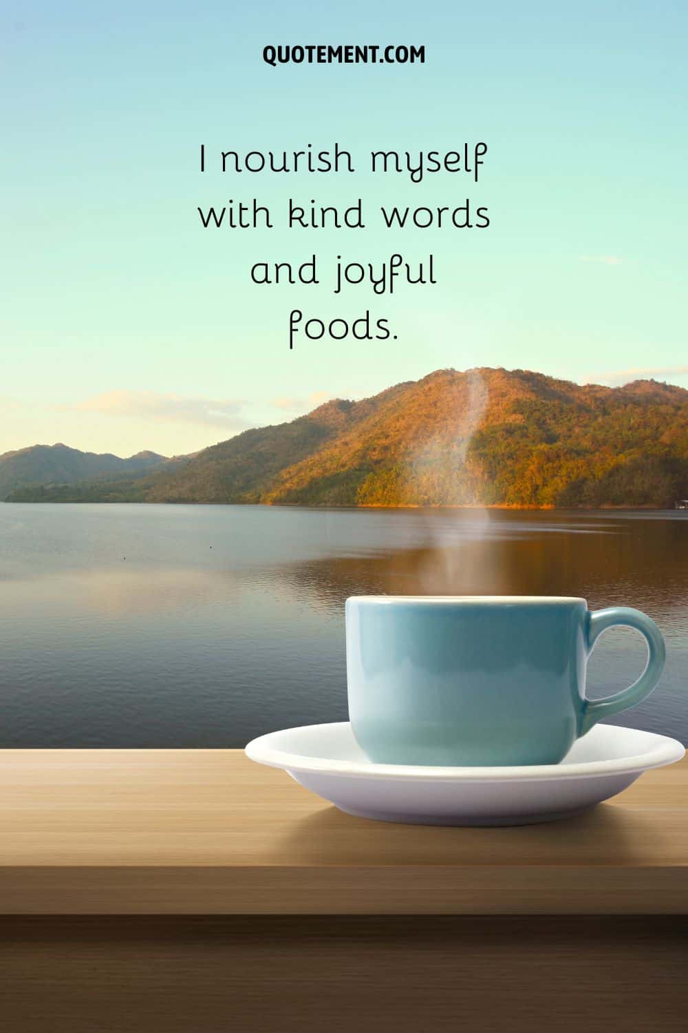 coffee in nature image representing positive words of affirmation for self-love
