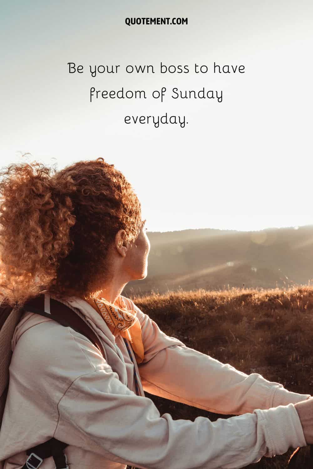 girl in nature with a backpack representing Sunday morning quote