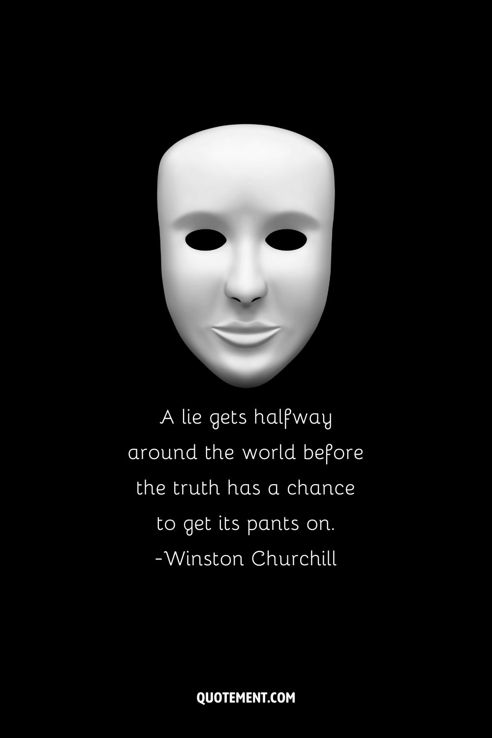 image of a white mask representing wise quote about lying
