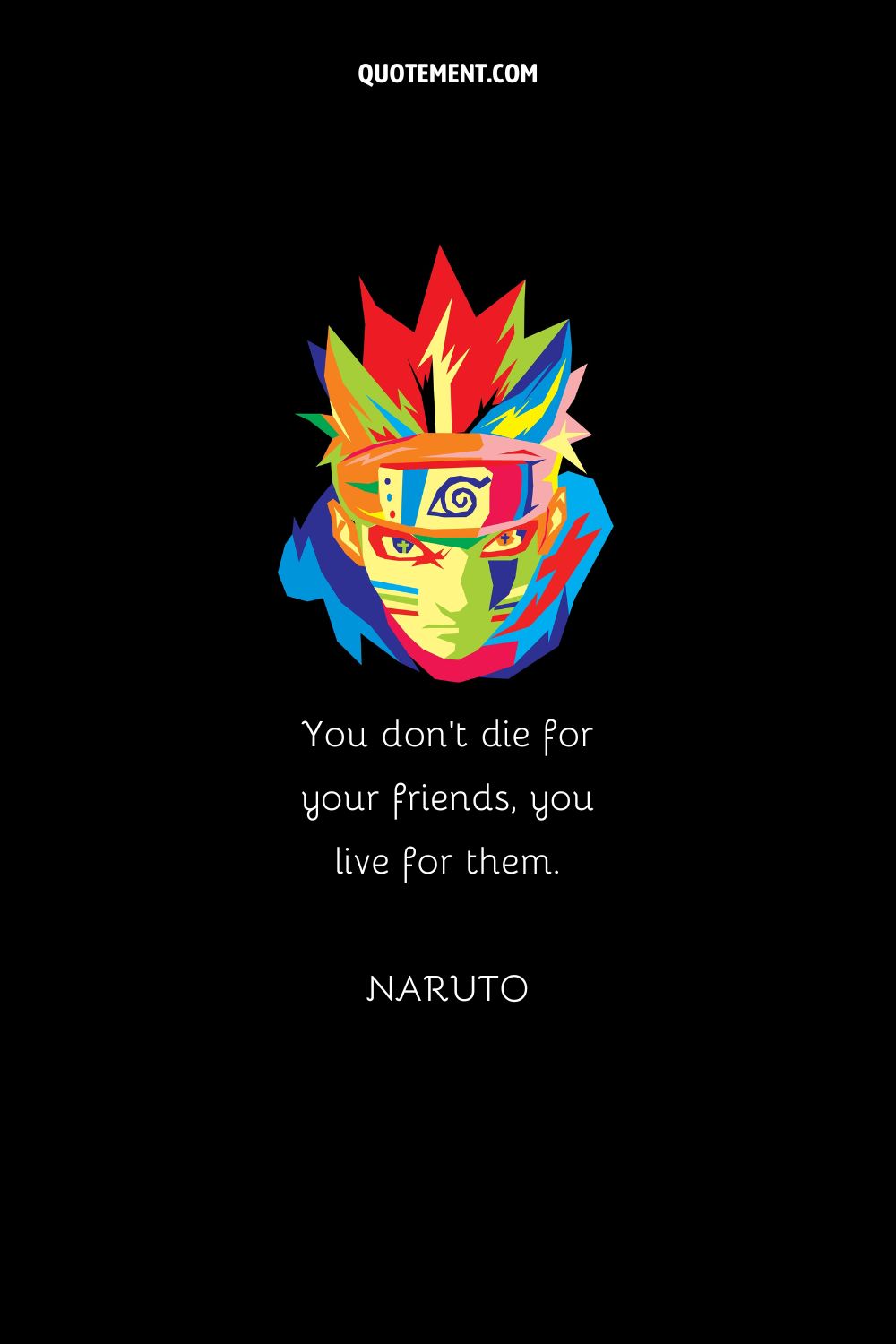 image of fierce Naruto's face representing Naruto friendship quote