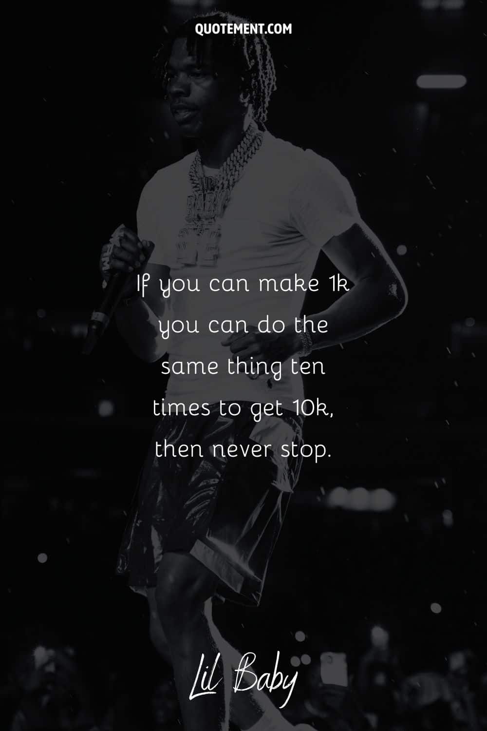 rapper image representing lil baby quote about money
