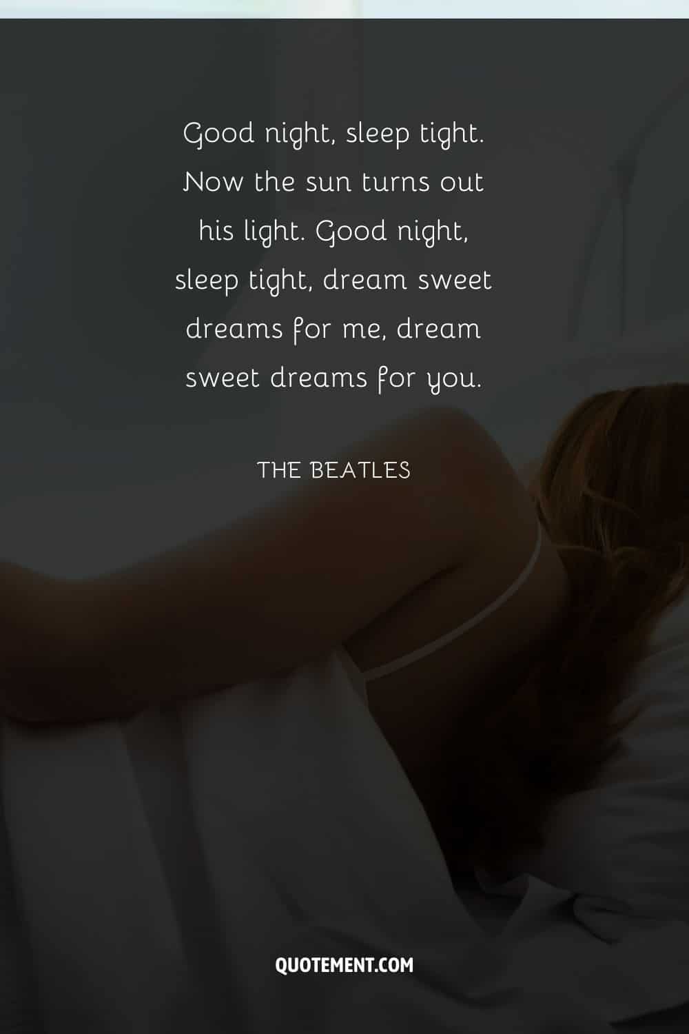 sleeping woman image representing good night sweet dreams quote