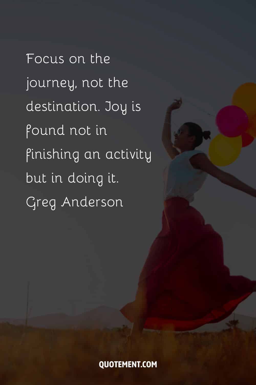 woman with balloons image representing inspirational joy quote