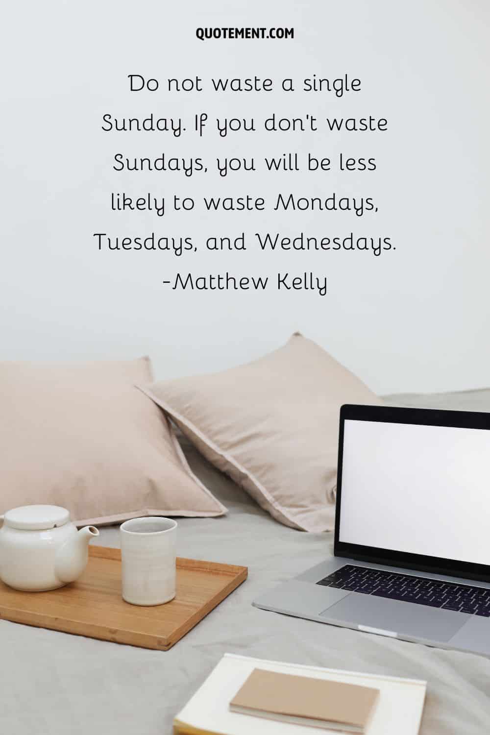work from home set up representing motivational Sunday quote