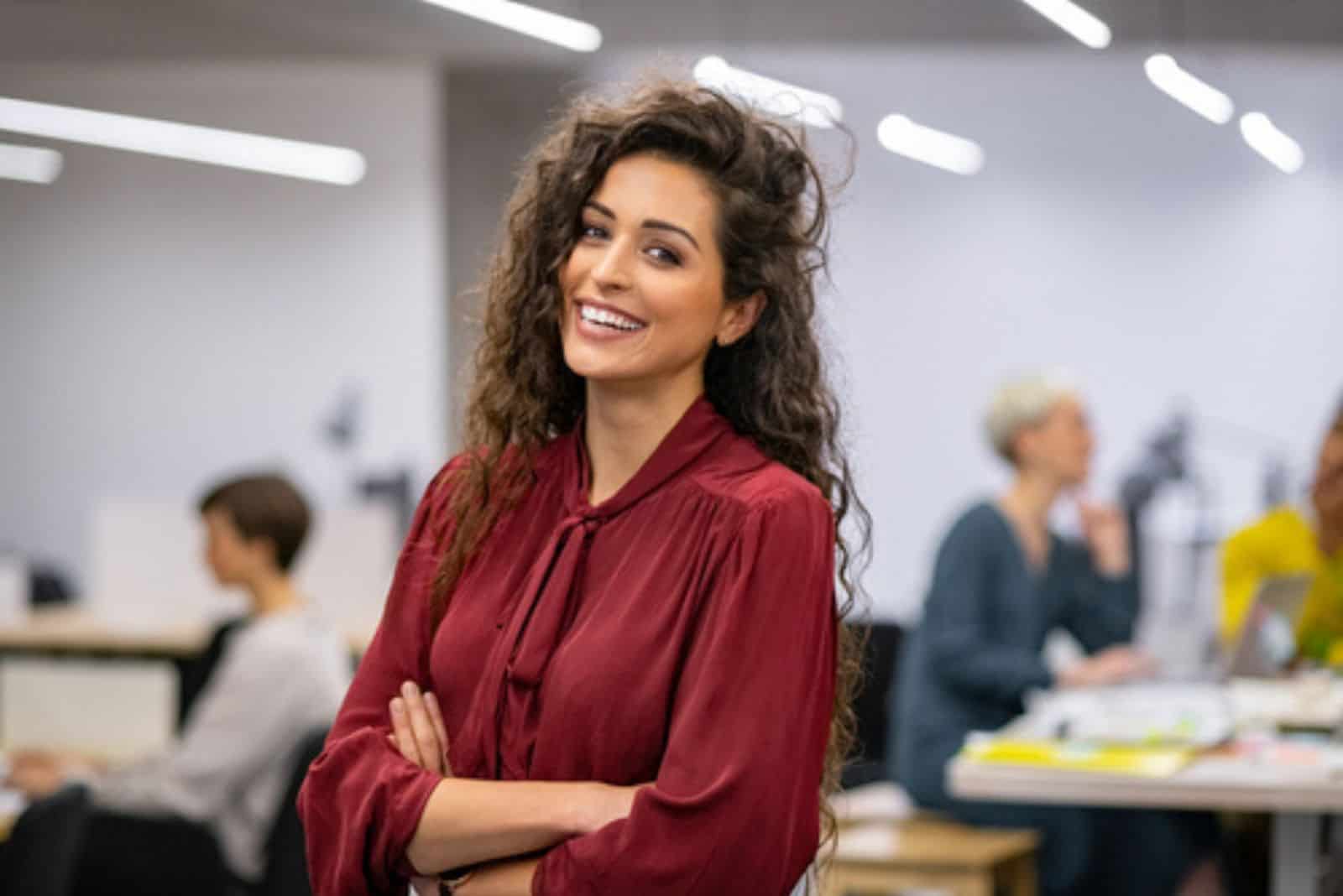 smiling girl at work