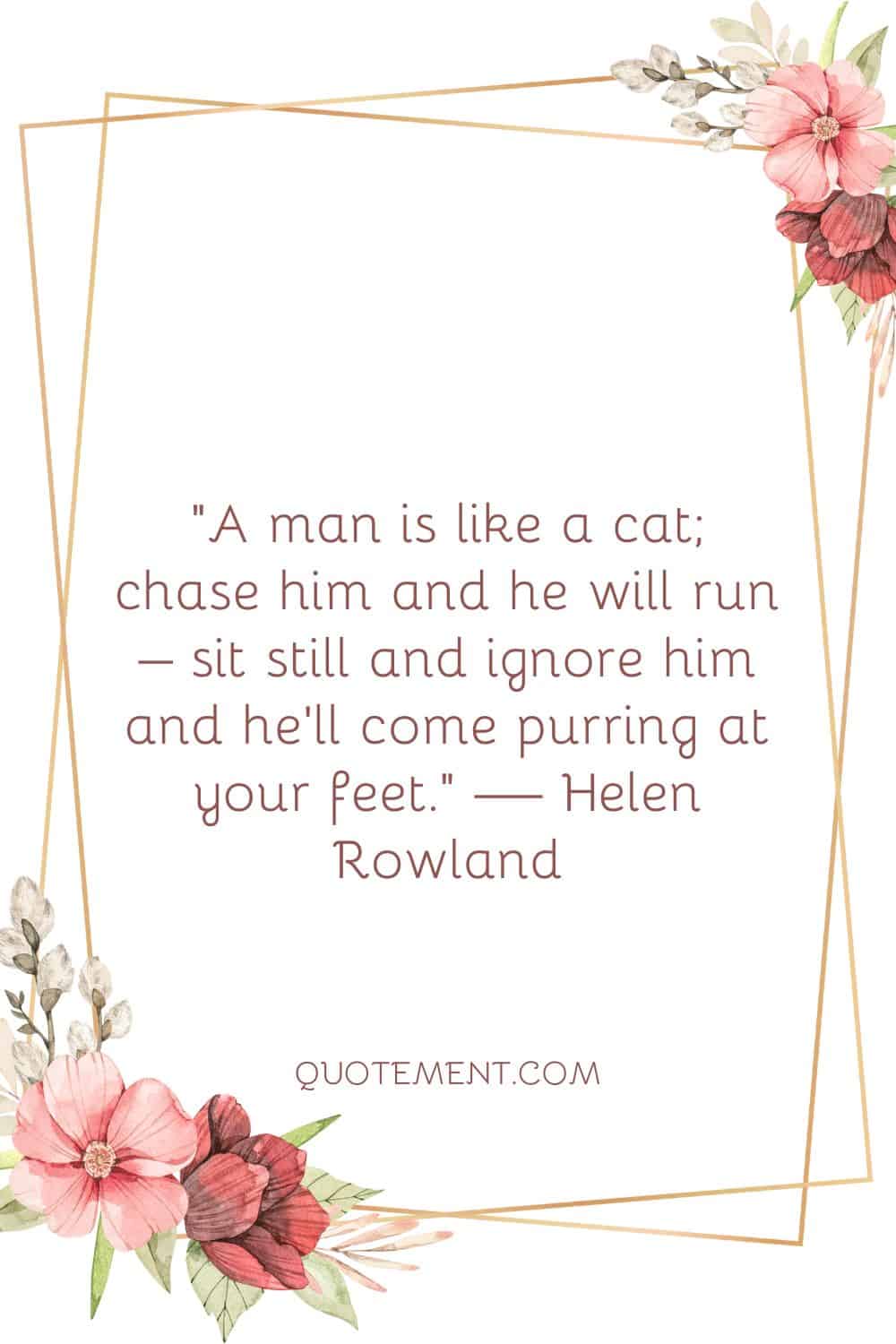 A man is like a cat; chase him and he will run – sit still and ignore him and he’ll come purring at your feet.