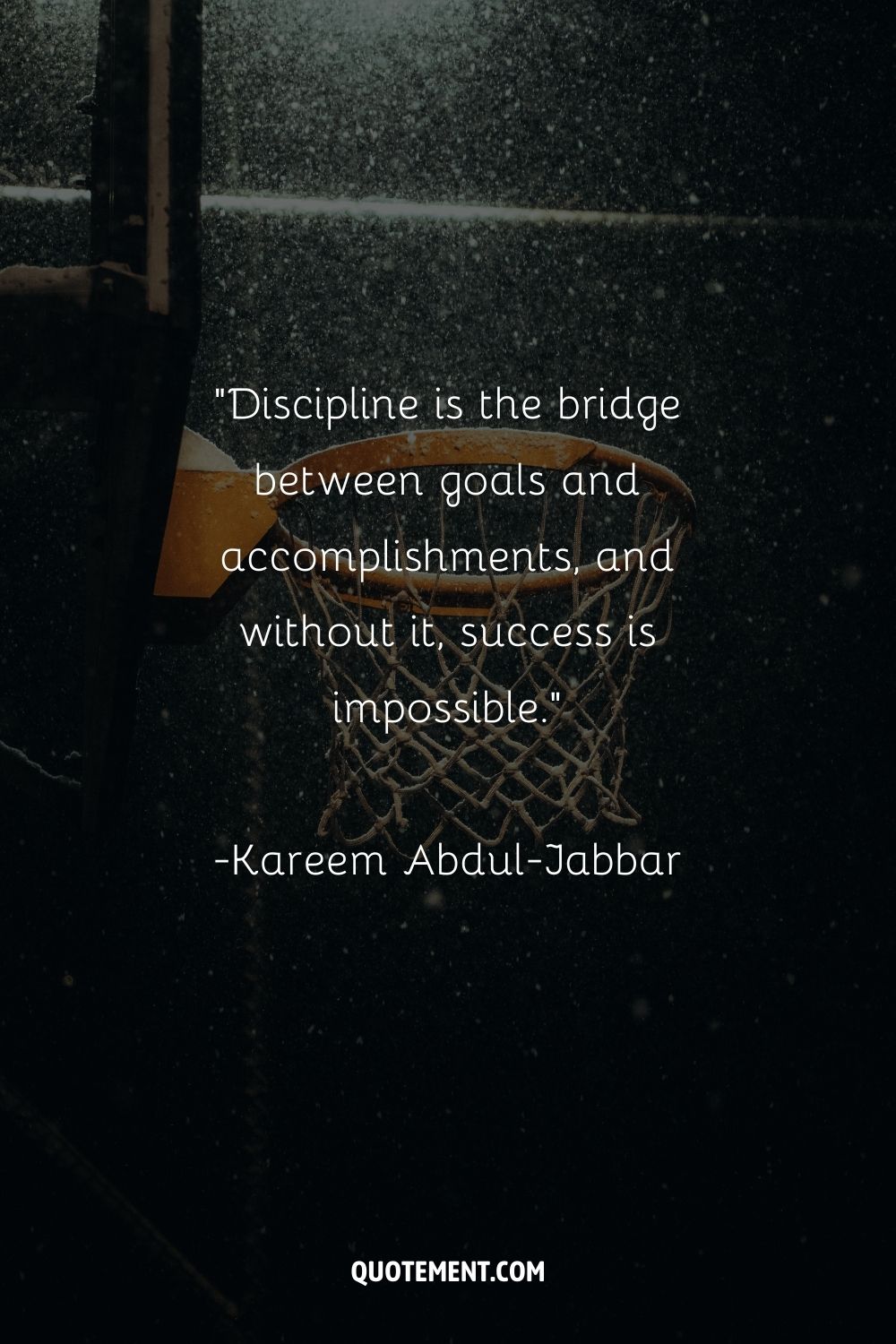Image of a basketball hoop representing a quote about discipline.
