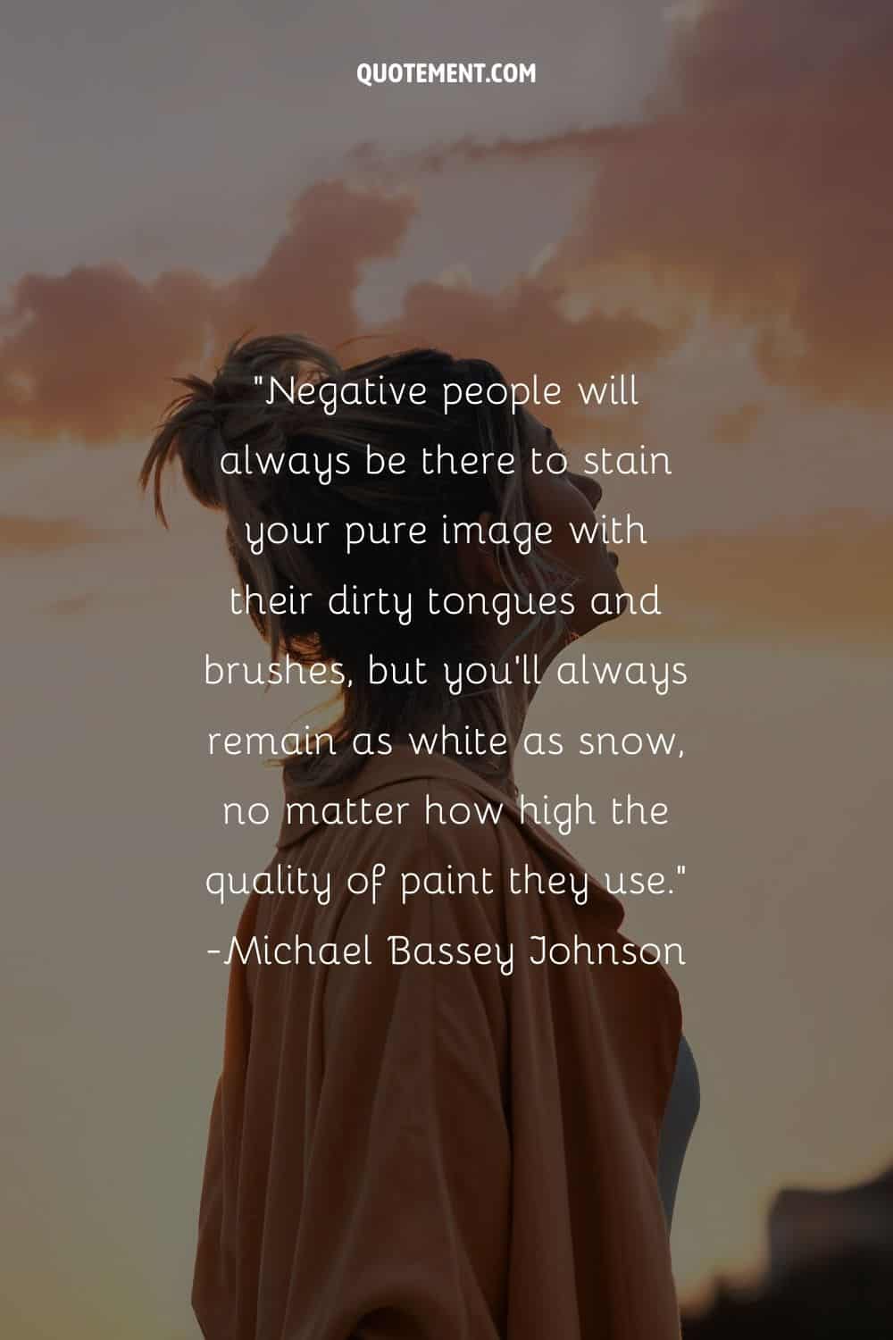 Quote on toxic people and a woman looking at the sky
