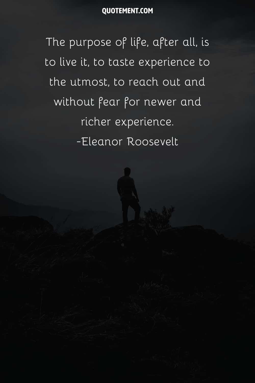 The purpose of life, after all, is to live it, to taste experience to the utmost, to reach out and without fear for newer and richer experience