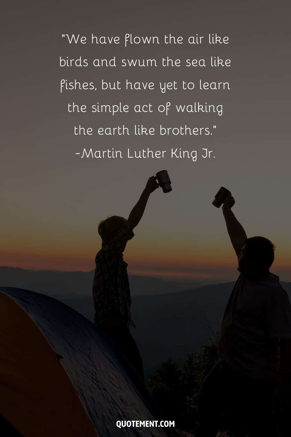 “We have flown the air like birds and swum the sea like fishes, but have yet to learn the simple act of walking the earth like brothers.” — Martin Luther King Jr.