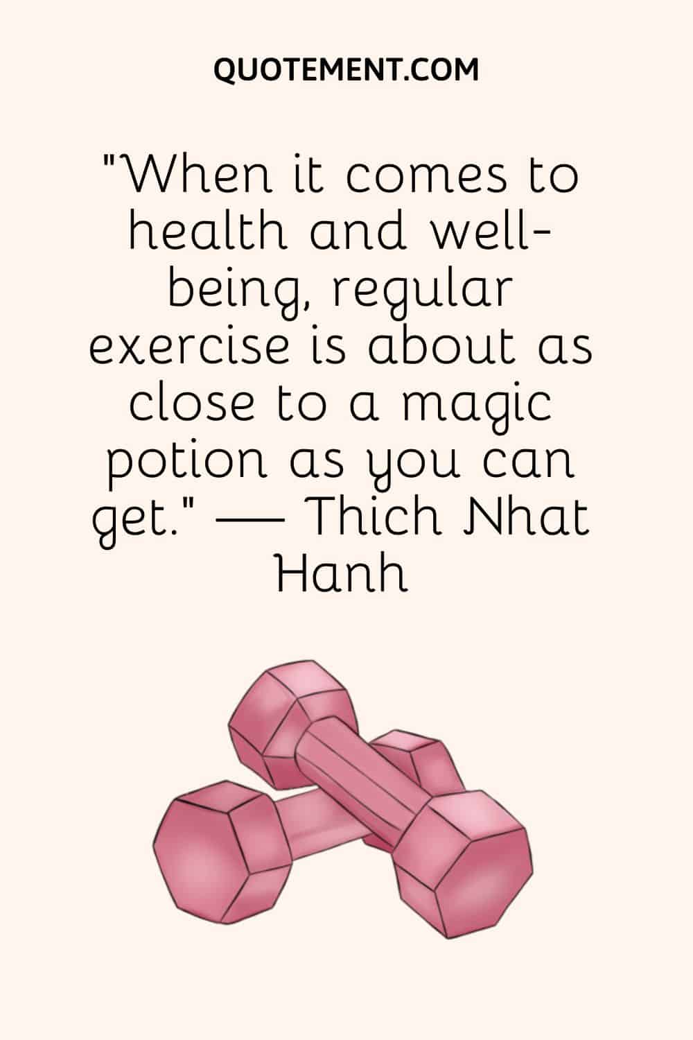 “When it comes to health and well-being, regular exercise is about as close to a magic potion as you can get.” — Thich Nhat Hanh