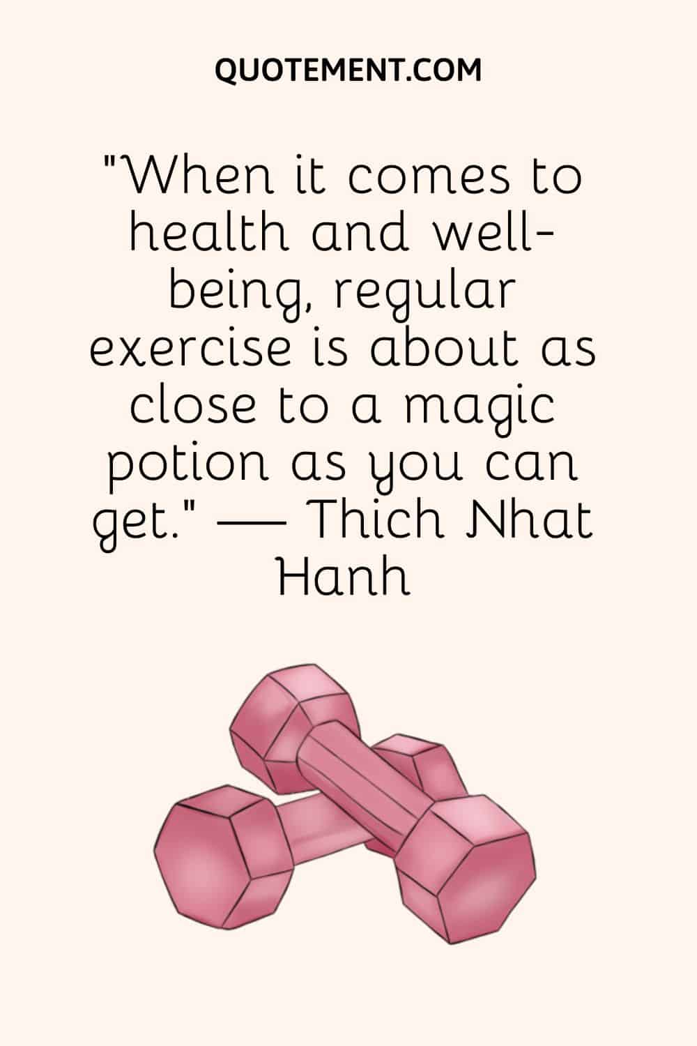 "Cuando se trata de salud y bienestar, el ejercicio regular es lo más parecido a una poción mágica". - Thich Nhat Hanh