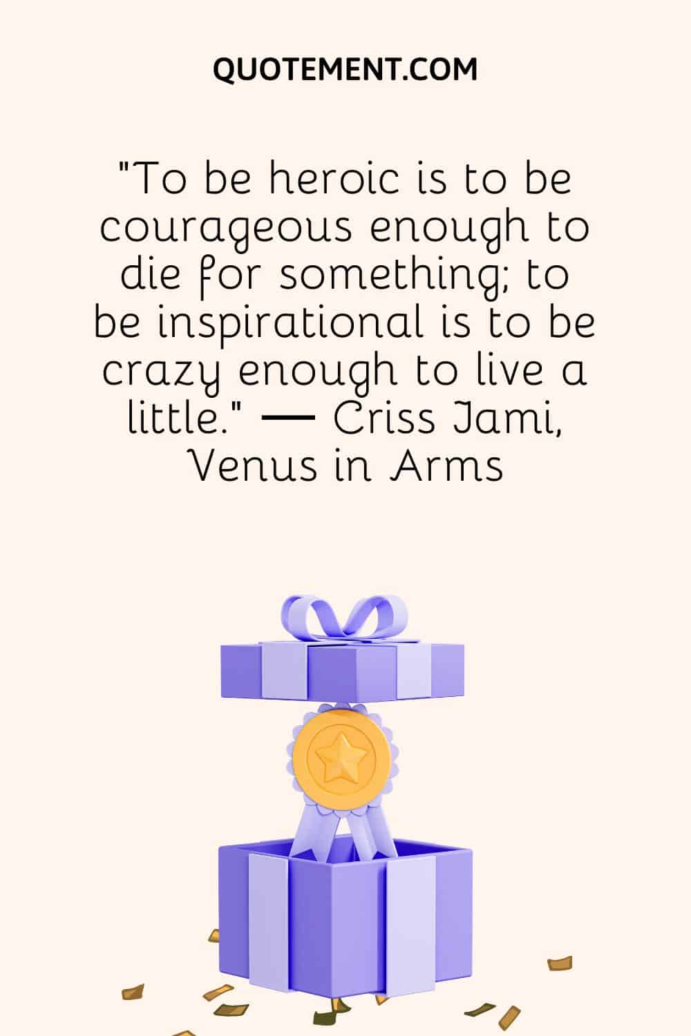 a medal in a present box representing inspirational quote about winning