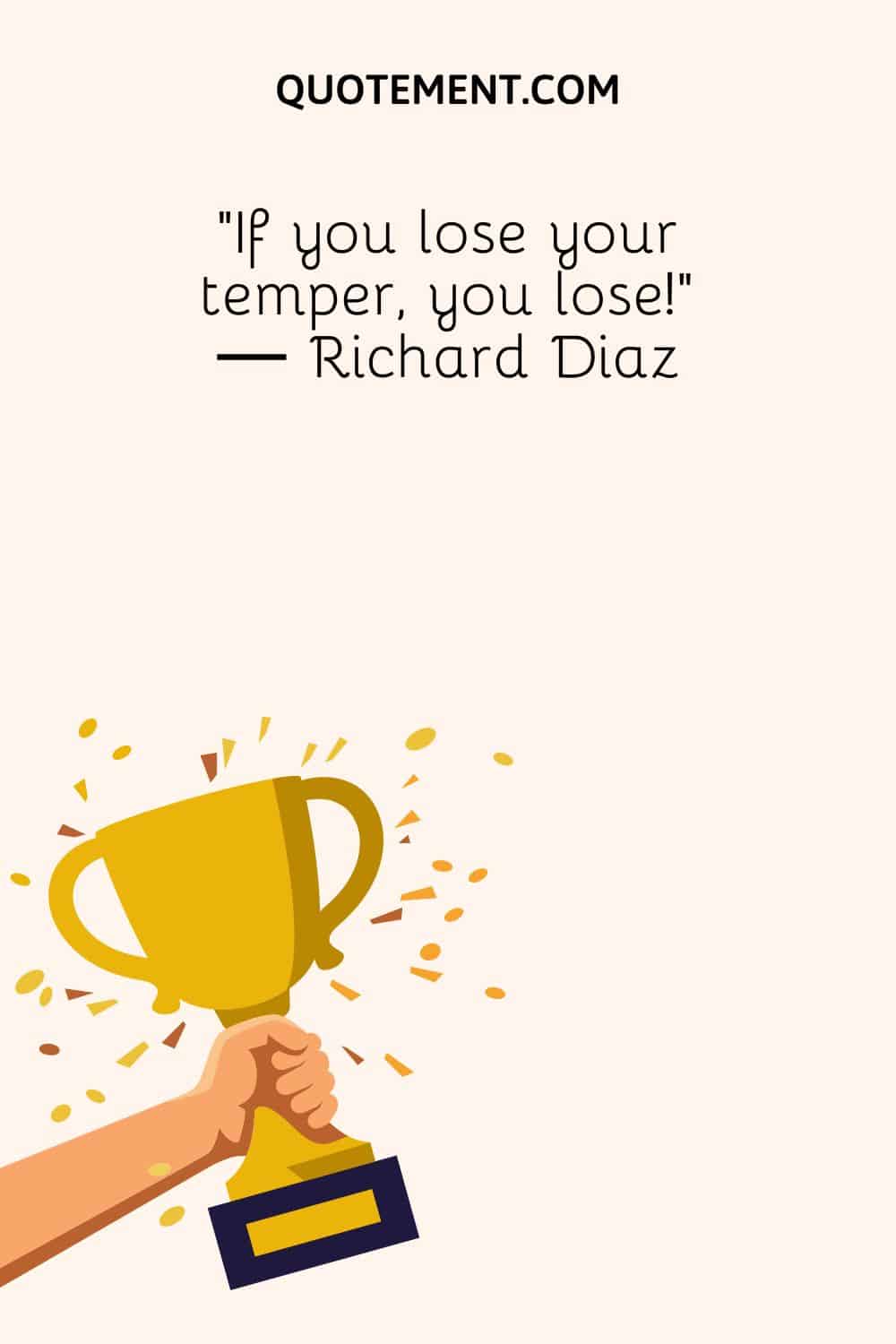 illustration of a person holding a trophy representing winning saying quote