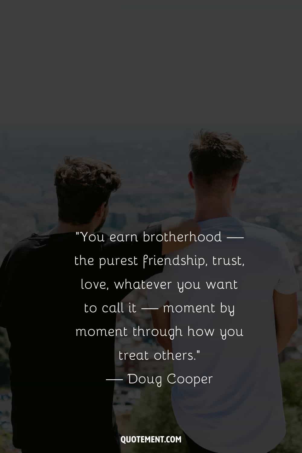 two guys watching the city image representing brotherhood friendship quote