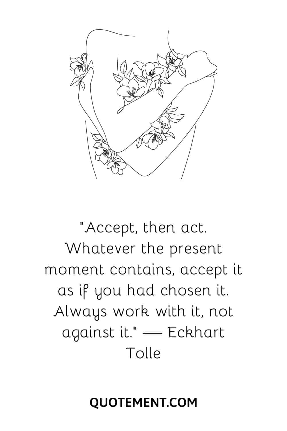 woman's body with flowers illustration representing powerful quote for acceptance