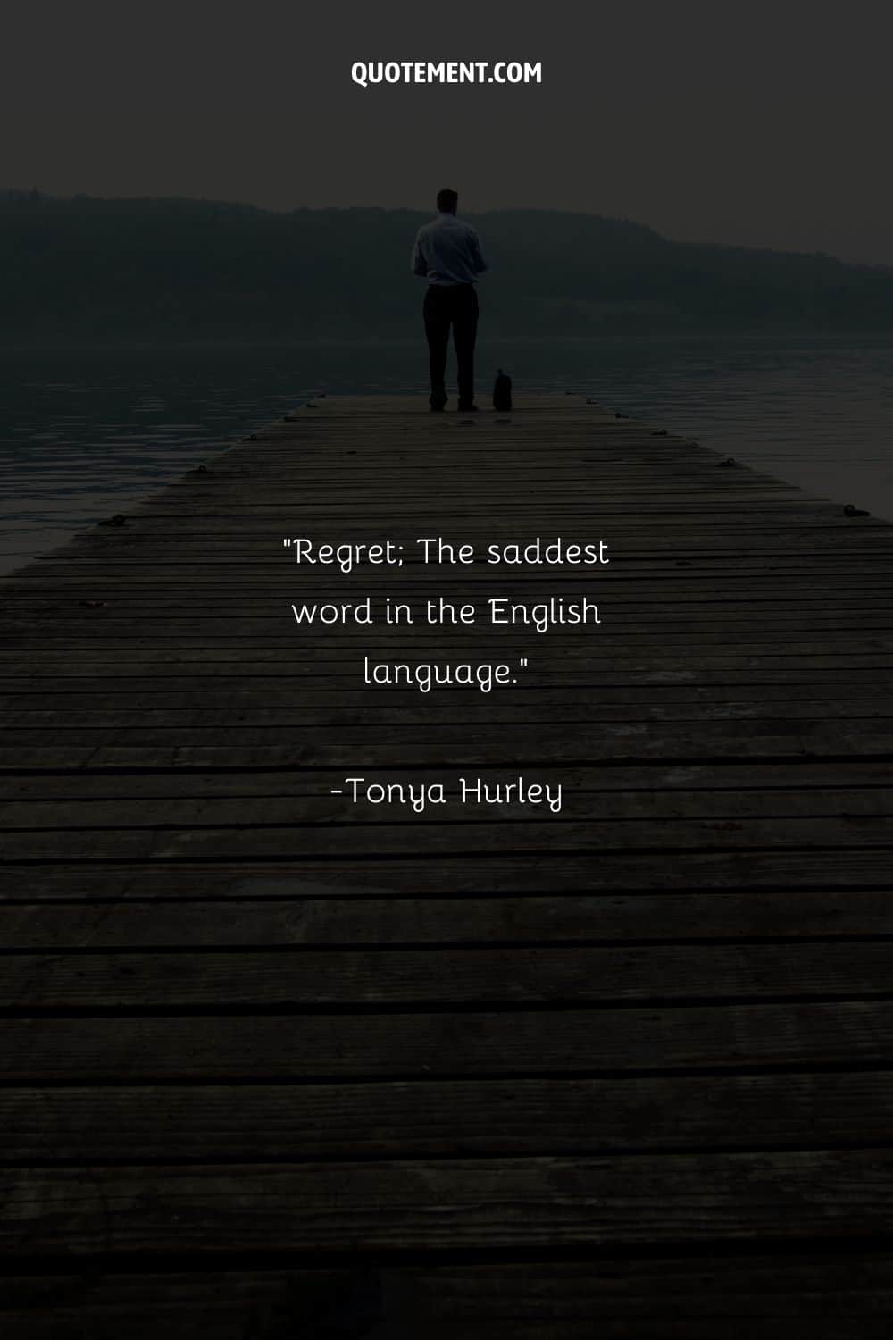 A man wearing a suit standing alone on a deck, representing quotes about regrets in life