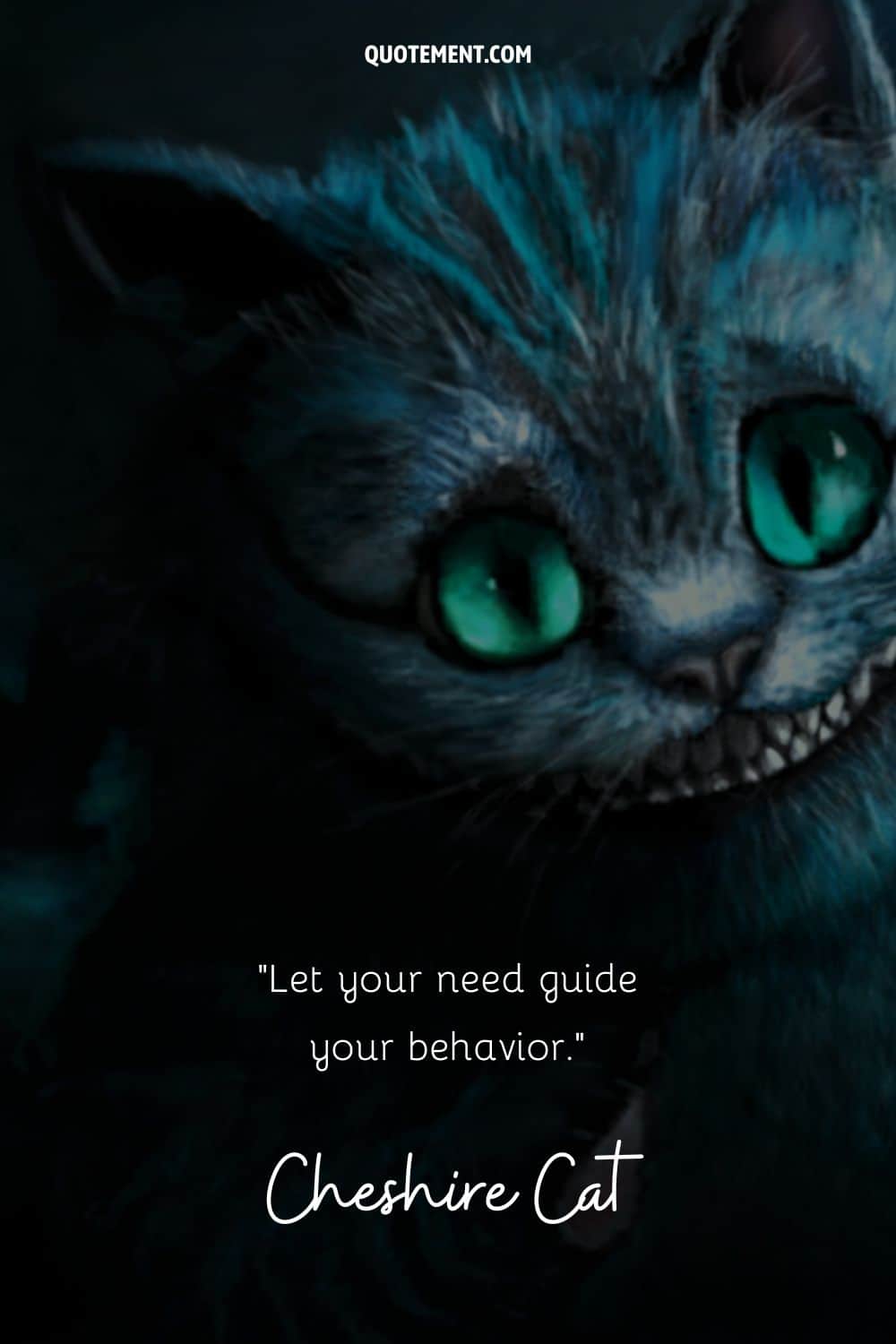 Brilliant quote from the Cheshire Cat and its image in the background, too