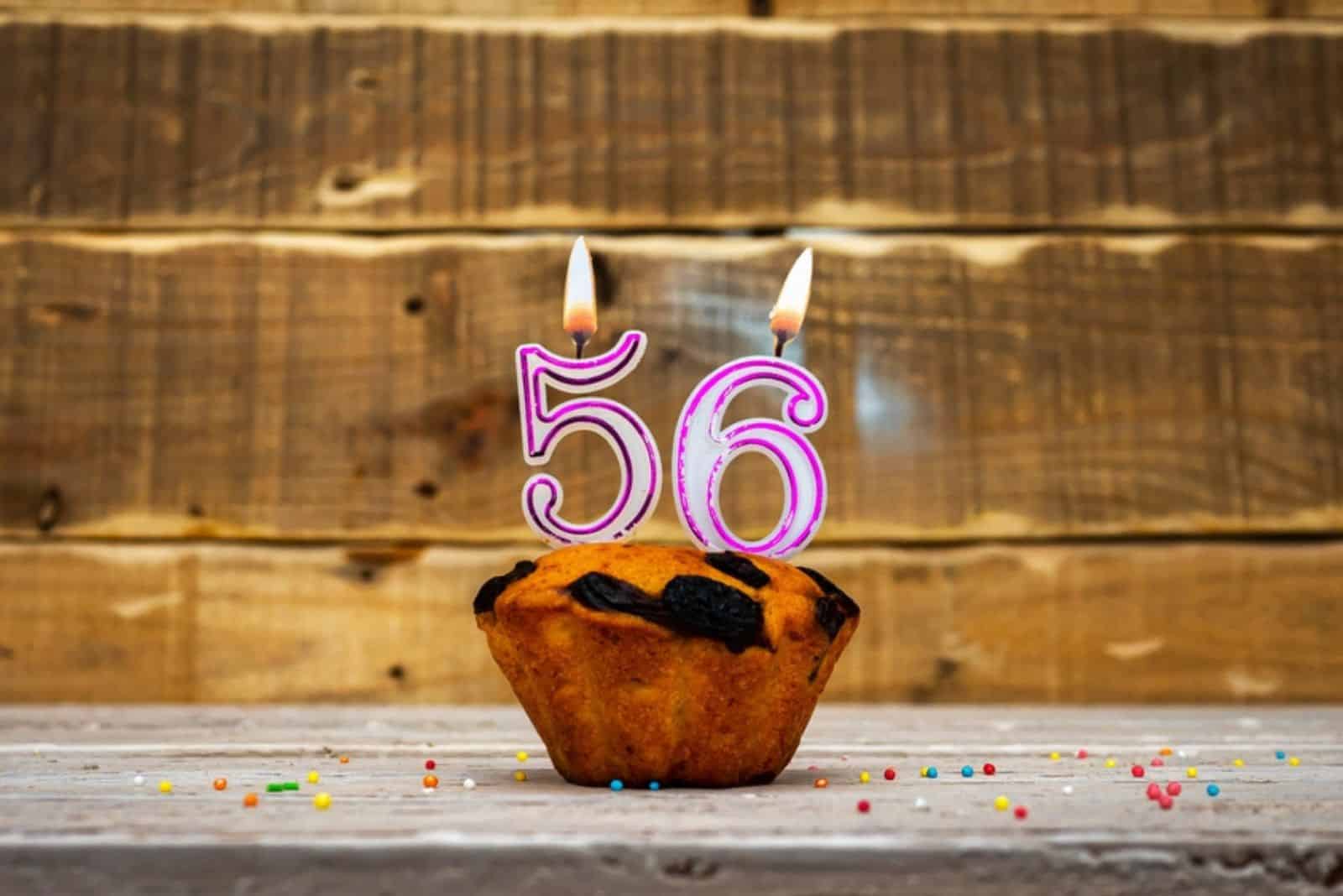 muffin with candles 56