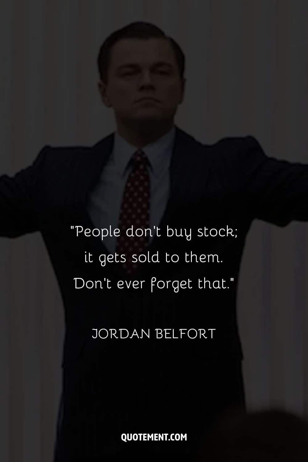 Confident DiCaprio representing wolf of wall street money quotes
