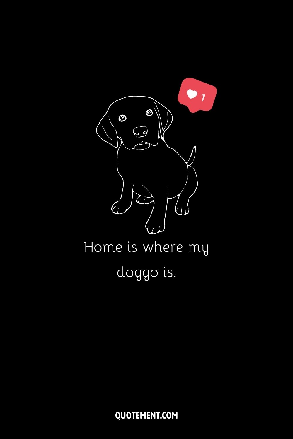 Título lindo perro para Instagram y una ilustración de un perro y una notificación