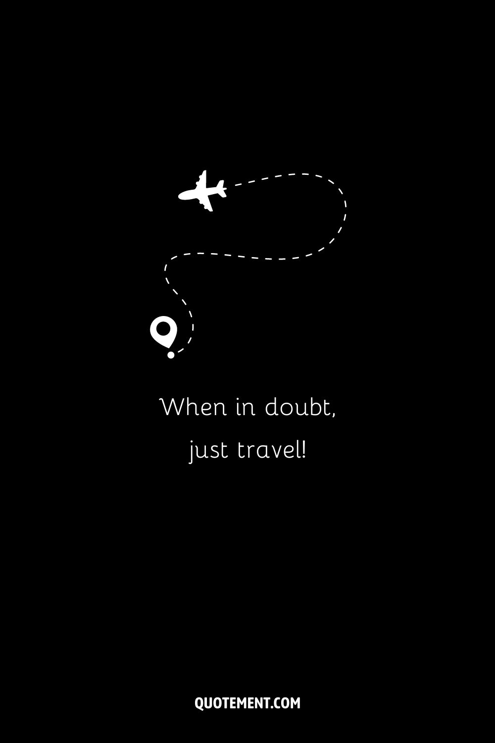 Cute travel caption idea and a minimalistic illustration of a plane and target place