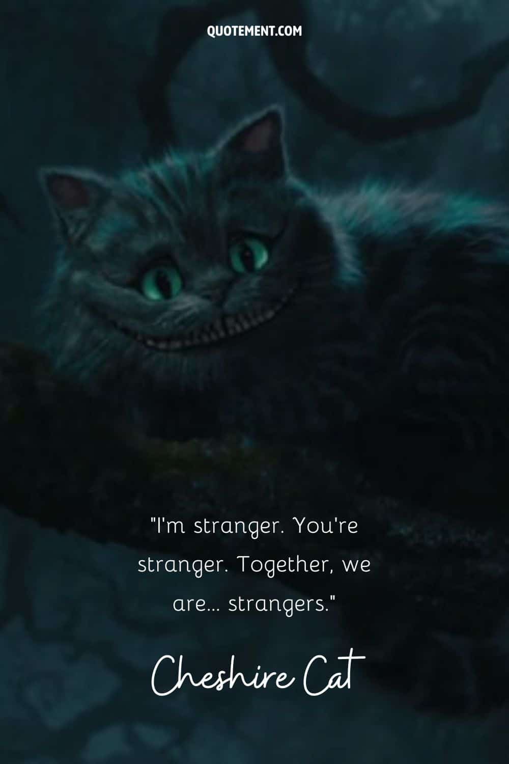 Deep Cheshire Cat quote represented by the image of the cat