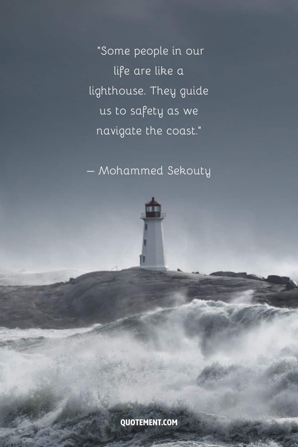 Fascinating quote by Mohammed Sekouty and a lighthouse in the background