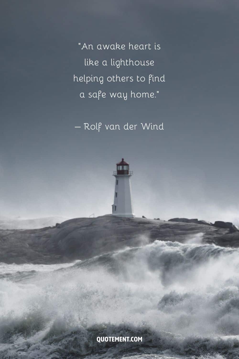Fascinating quote by Rolf van der Wind and a lighthouse in the background