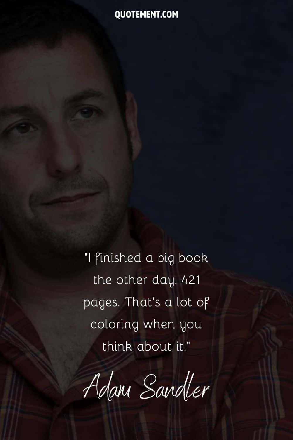 Funny inspiring quote about books by Adam Sandler
