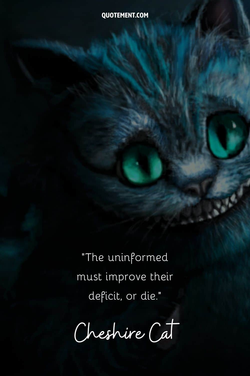 Intriguing quote from the Cheshire Cat and its image in the background
