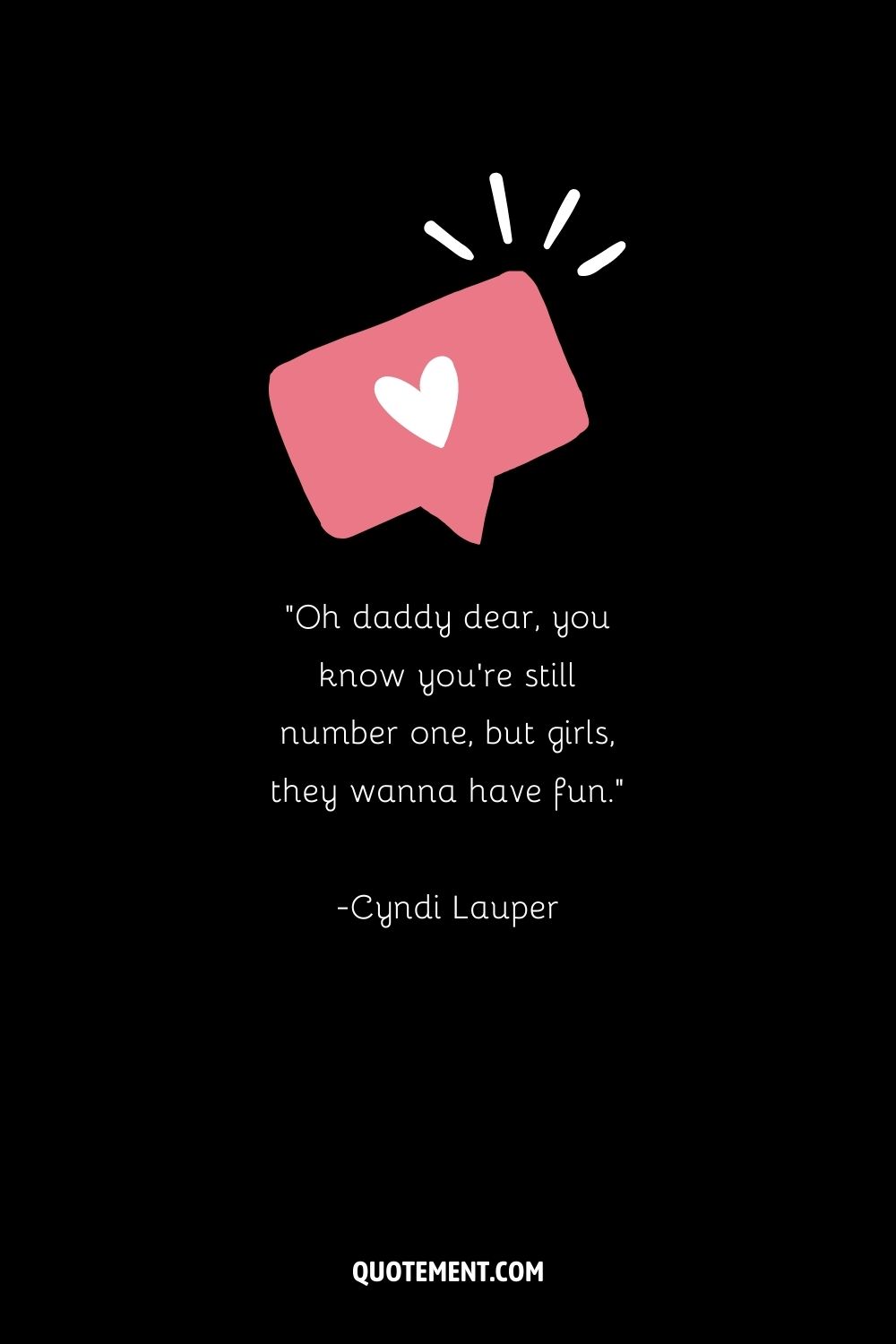 Lyrics by Cyndi Lauper as a cute caption idea and a pink notification
