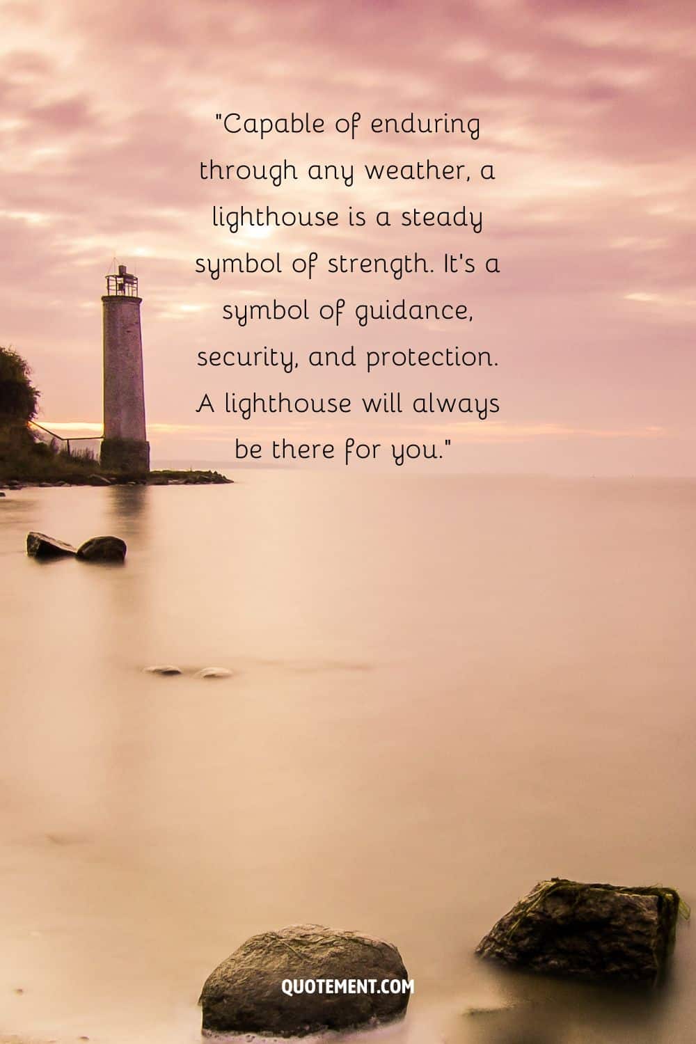 Mind-blowing quote by unknown author and a lighthouse in the background