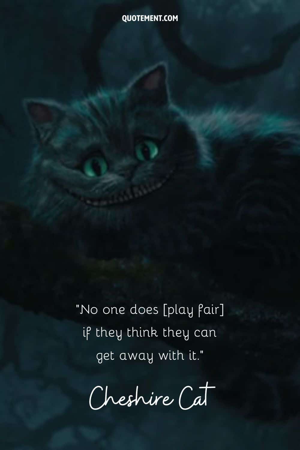 Wise quote by the Cheshire Cat and its image in the background, too