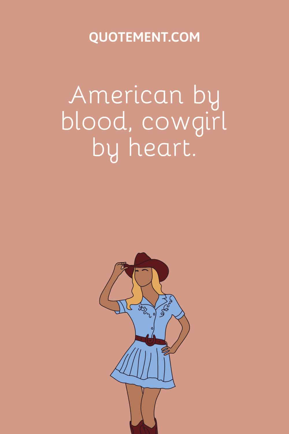 a cowgirl in blue dress representing the greatest cowgirl caption
