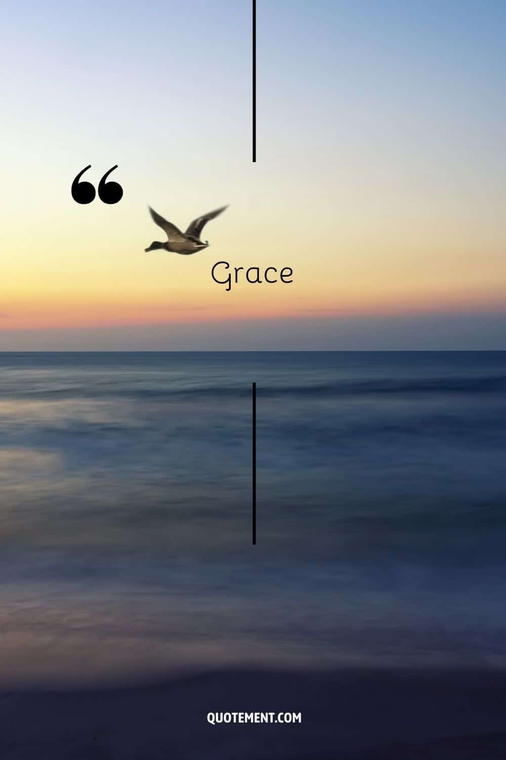 a duck flying over the water representing the word grace