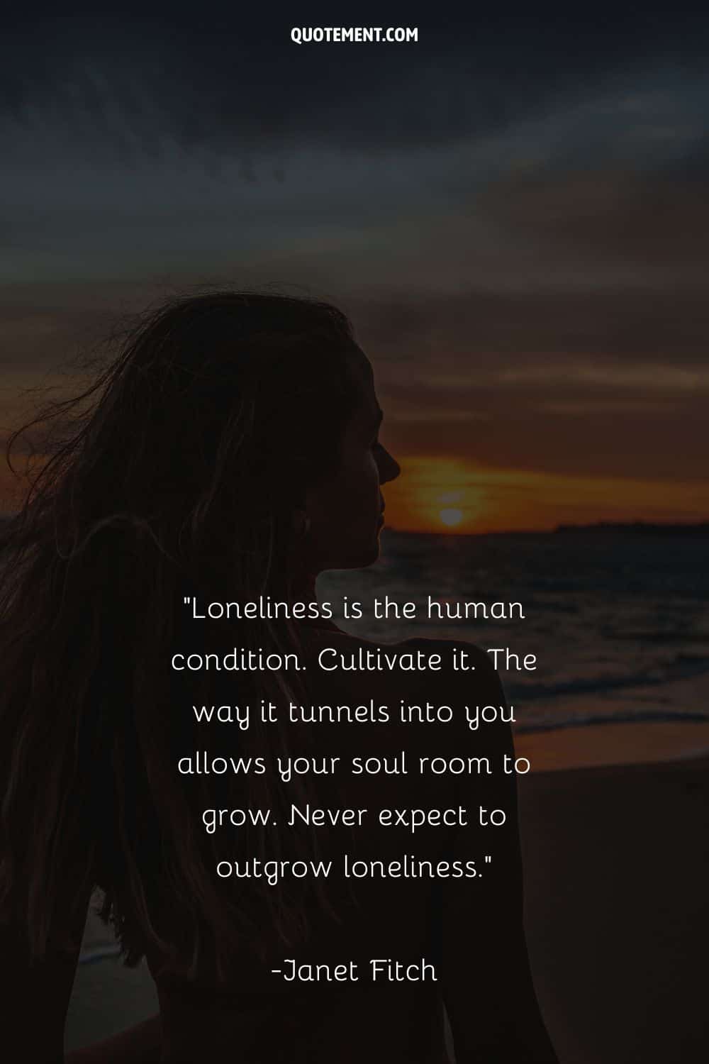a girl enjoying the sunset on the beach representing enjoy being lonely quote
