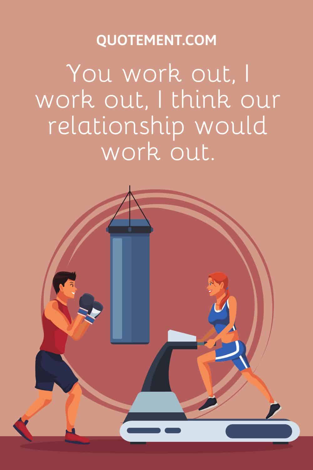 a girl on a treadmill and a guy boxing