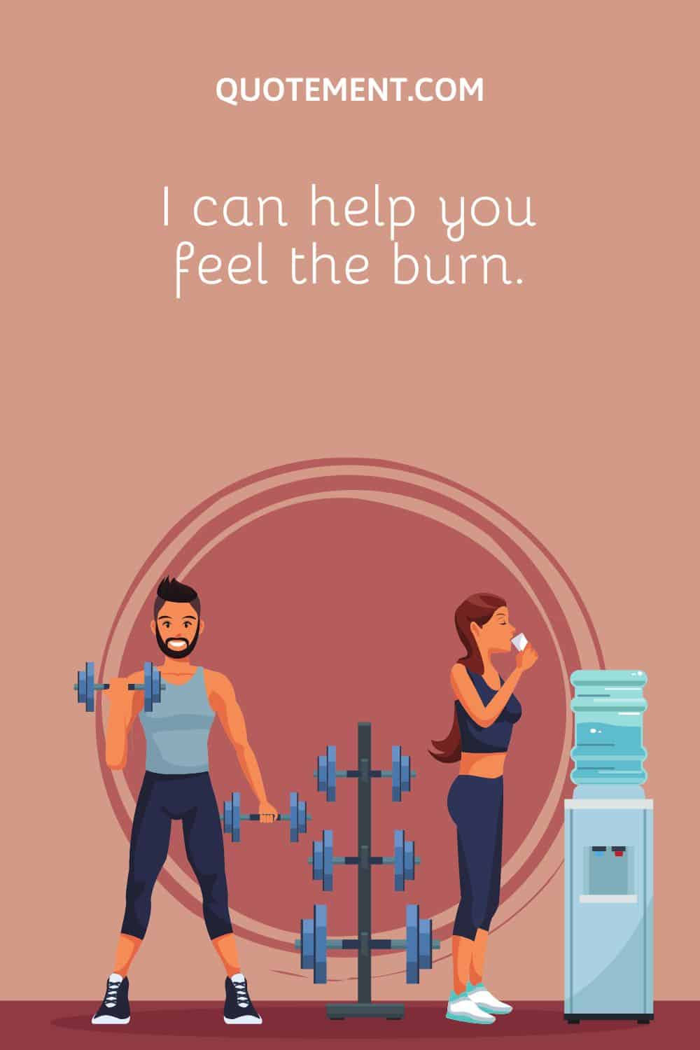 a girl taking a glass of water and a guy weightlifting at the gym