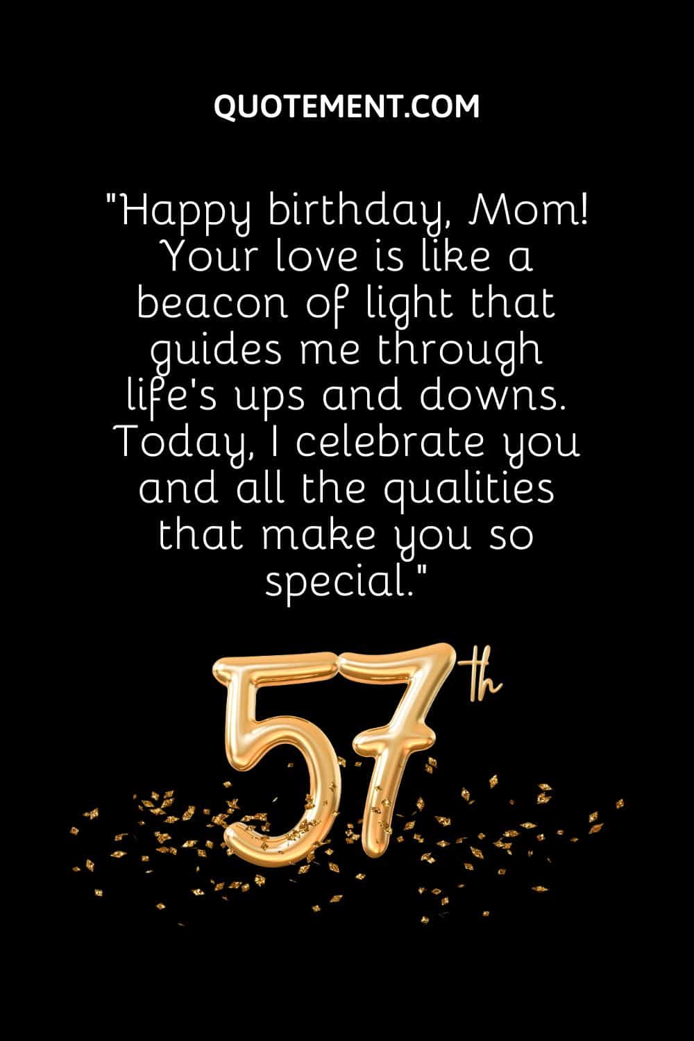 a golden 57-shaped birthday balloon
